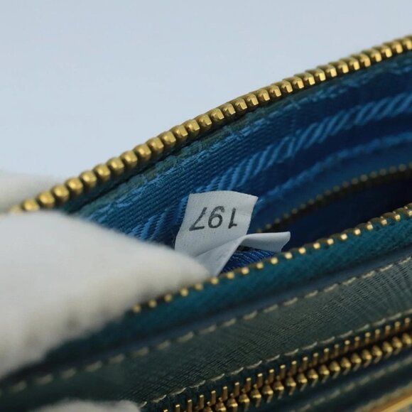 PRADA Shoulder Bag Safiano leather Turquoise Blue Gold Auth - Picture 14 of 16